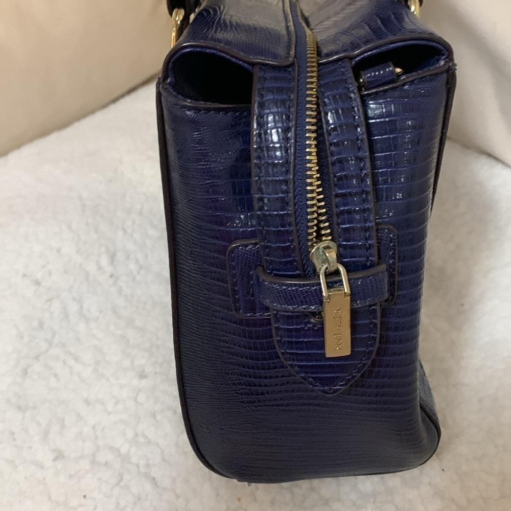 Anne Klein Navy Blue Satchel with Quilted Wallet and Gold Hardware - Picture 10 of 13